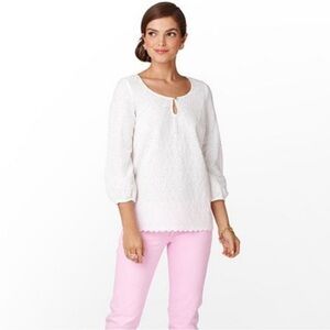 Lilly Pulitzer White Telyn Eyelet Top Size XS